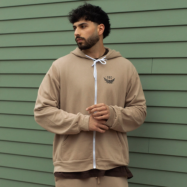 Fleece Zip Hoodie | Tan